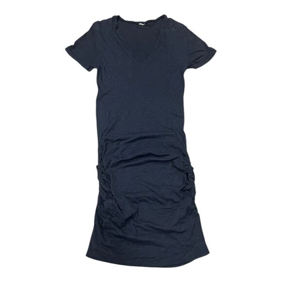 Monrow Dark Gray V-neck Shirred Midi T-shirt Dress L - Picture 1 of 5